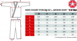 BJJ GI Size Chart TOP TEN Mohicans