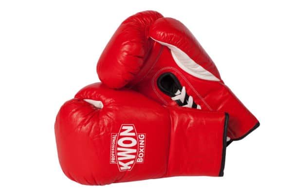 KWON Boxhandschuhe Leder mit Schnürung Rot