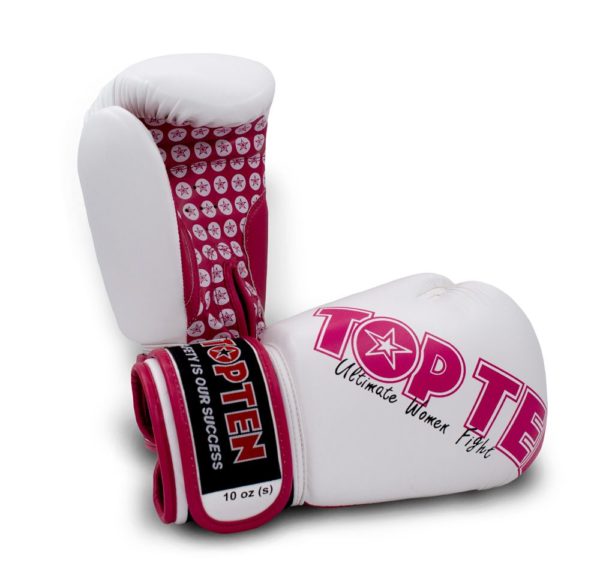 TOP TEN Boxhandschuhe Woman für Frauen Weiß-Pink