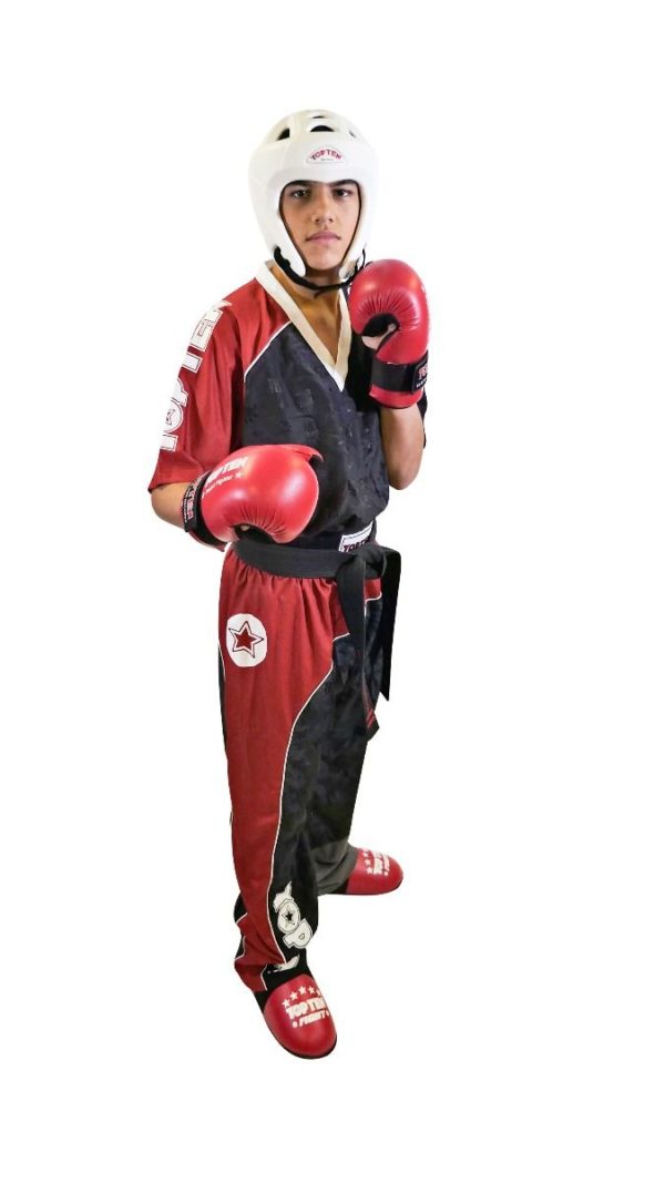 TOP TEN Kickbox Uniform Bow Schwarz-Rot