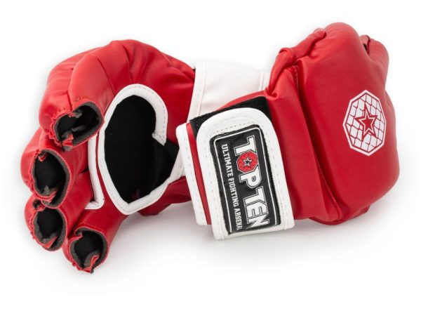 TOP TEN MMA Handschuhe Striking C-Type Rot-Weiß
