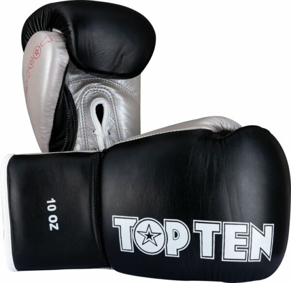 TOP TEN Boxhandschuhe Profi Schwarz-Silber